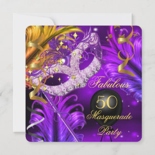 Invitación Fabuloso cumpleaños Fiesta de la Mascarada de Oro