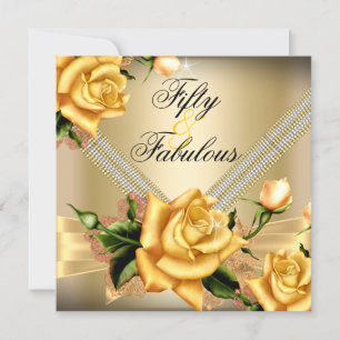 Invitación Fabuloso Cumpleaños Floral de 50 Rosas Amarillas D