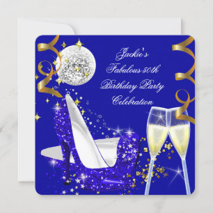 Invitación Fabuloso Cumpleaños número 50 Tacón Alto Brillante
