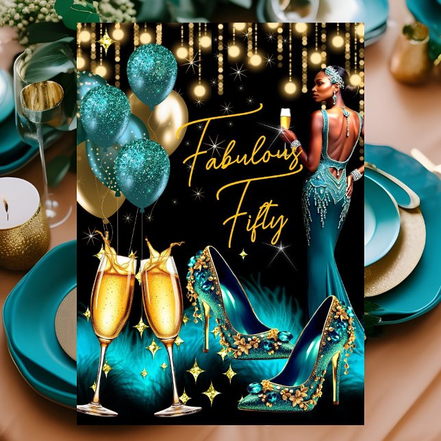 Invitación Fabuloso cumpleaños Verde azulado Campaña azul ves (Subido por el creador)
