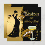 Invitación Fabuloso Deco Lady 50th Birthday Party Gold Black<br><div class="desc">Fabulosa Elite Elegante Art Deco Lady Con Ventilador 50 cumpleaños Fiesta de oro Champán negro</div>