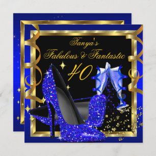 Invitación Fabuloso Fantástico Moderno Royal Blue Gold