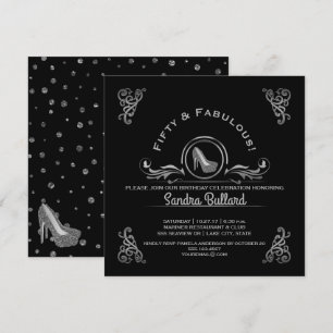 Invitación Fabuloso Fiesta de cumpleaños de 50 Silver High He