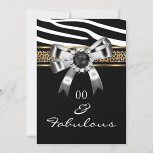 Invitación Fabuloso Fiesta de Leopardo Blanco Negro de Oro Ze