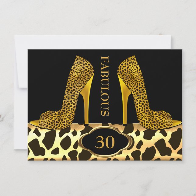 Invitación Fabuloso Fiesta de tacones altos Leopard Gold Chee (Anverso)