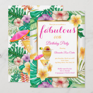 Invitación Fabuloso Fiesta Floral Tropical Cocktail
