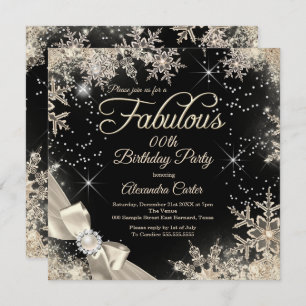 Invitación Fabuloso Fiesta Pearl Bow Beige Black Snowflake