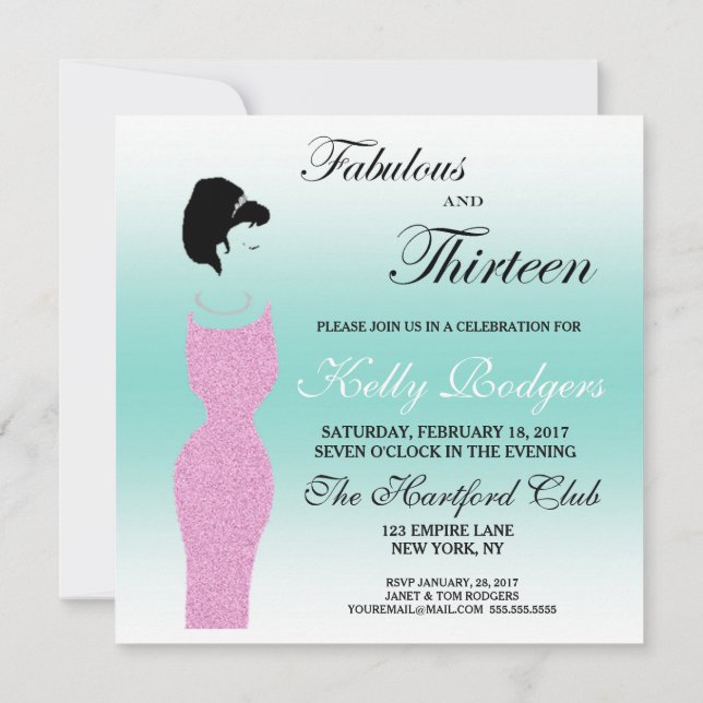 Invitación Fabuloso Fiesta Tiara y fiesta de cumpleaños númer (Reverso)