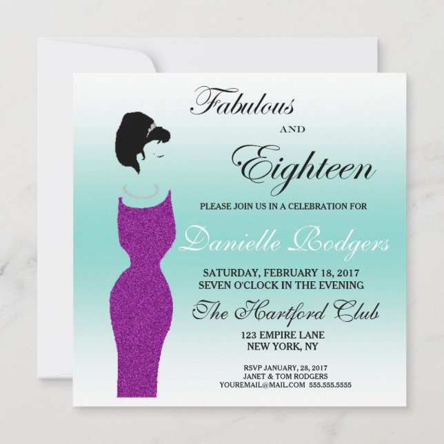 Invitación Fabuloso Fiesta Tiara y fiesta de cumpleaños númer (Reverso)