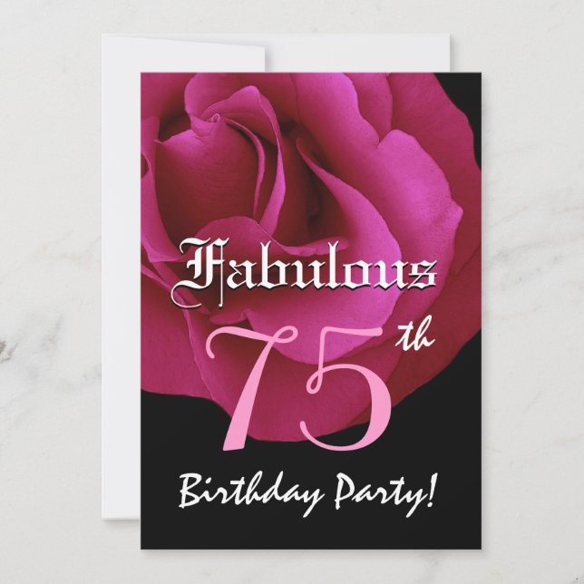 Invitación Fabuloso partido de los 75 cumpleaños, Ruby Red Ro (Anverso)