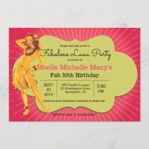 Invitación Fabuloso Pinup estilo retro Fiesta Luau