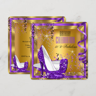 Invitación Fabuloso Purpurina de cumpleaños Morple High Heels