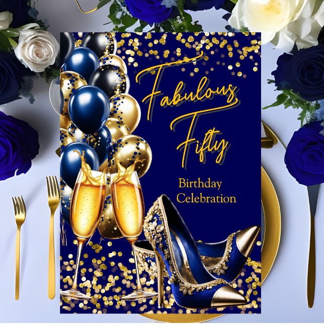 Invitación Fabuloso Purpurina Royal Blue Gold Thete Champagne (Subido por el creador)