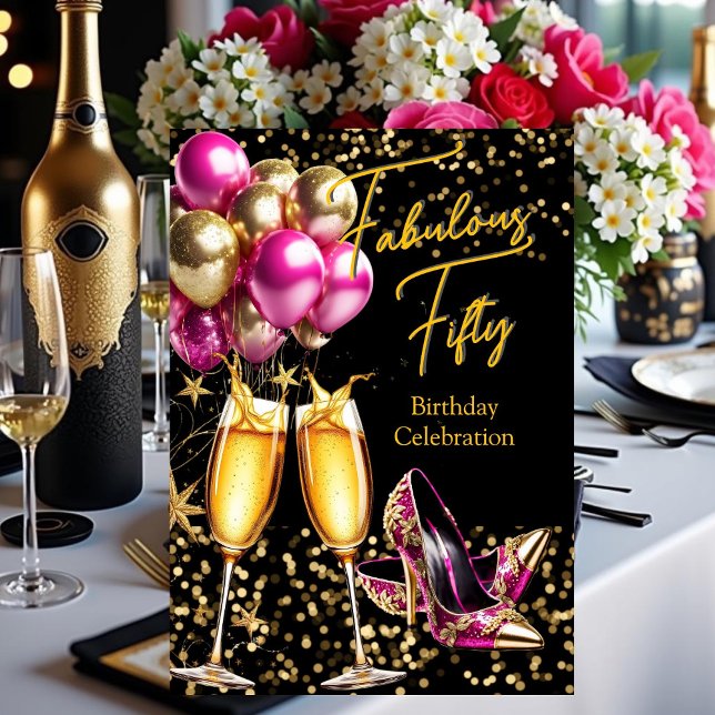 Invitación Fabuloso Purpurina Tacones de oro rosado caliente  (Subido por el creador)