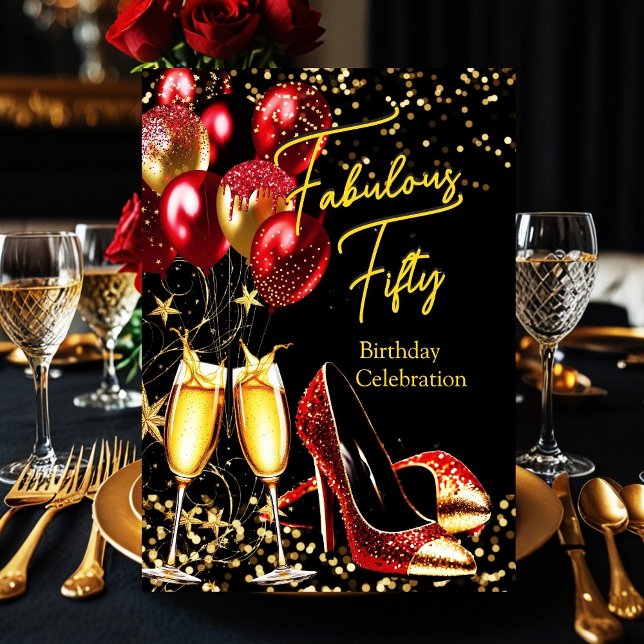 Invitación Fabuloso Purpurina Tacones Red Gold Champagne (Subido por el creador)