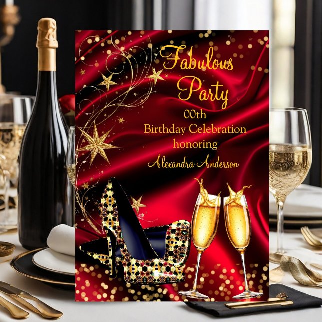 Invitación Fabuloso Purpurina Tacones Red Gold Champagne (Subido por el creador)