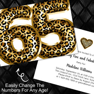 Invitación Fabuloso Relieve metalizado dorado Leopard Imprimi