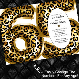 Invitación Fabuloso Relieve metalizado dorado Leopard Imprimi