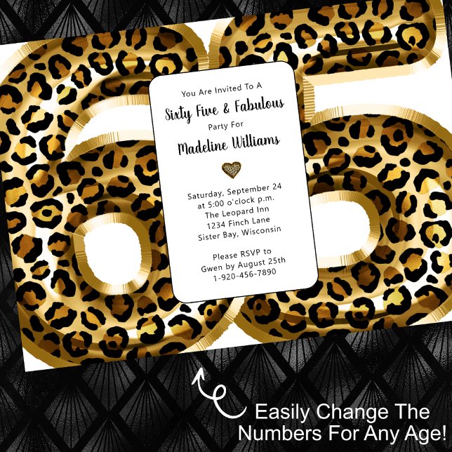 Invitación Fabuloso Relieve metalizado dorado Leopard Imprimi (Subido por el creador)