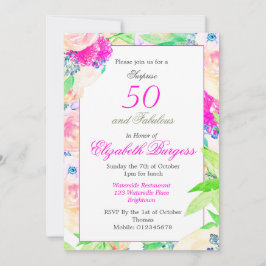 Invitación Fabuloso Rosa floral Moda rosa cumpleaños