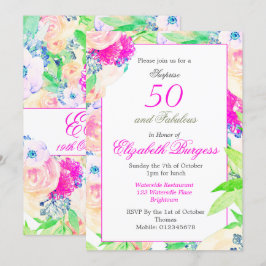 Invitación Fabuloso Rosa floral Moda rosa cumpleaños