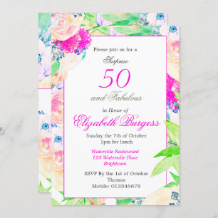 Invitación Fabuloso Rosa floral Moda rosa cumpleaños