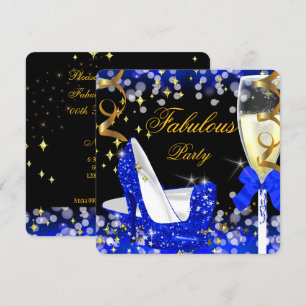Invitación Fabuloso Royal Blue Purpurina High Heat Cumpleaños
