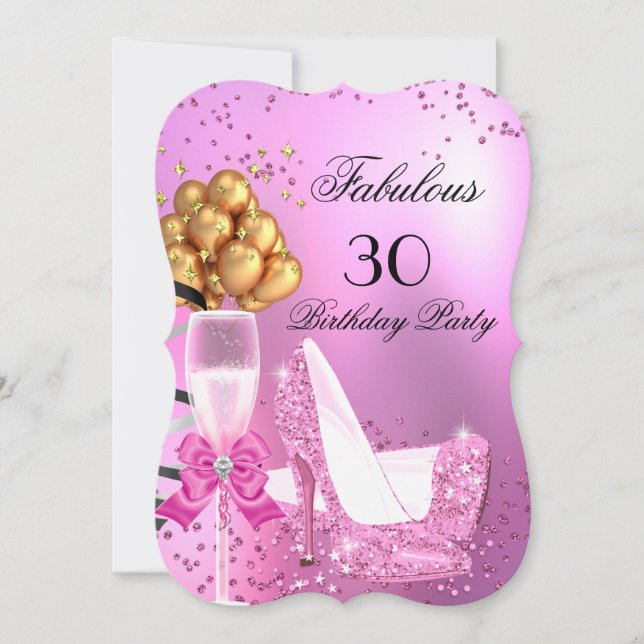 Invitación Fabuloso Shimmer Light Pink High Heels Cumpleaños  (Anverso)