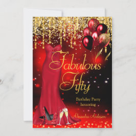 Invitación Fabuloso vestido de tacones de oro rojo Purpurina 