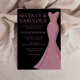 Invitación Fabuloso Vestido Elegante Mujeres 70 cumpleaños