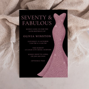 Invitación Fabuloso Vestido Elegante Mujeres 70 cumpleaños