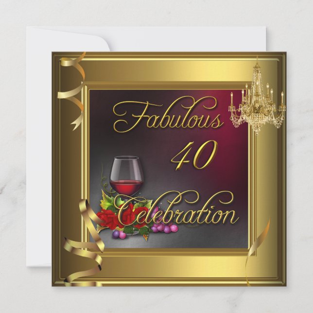 Invitación Fabuloso vino de los 40 Rosas de la celebración Cr (Anverso)