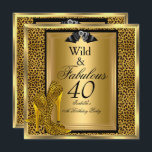 Invitación Fabuloso Wild 40 40th Birthday Fiesta Gold Leopard<br><div class="desc">Fabuloso 40, 40, Fiesta de cumpleaños. Leopardo salvaje amarillo dorado blanco y negro, plata floral con zapatos de tacón alto de leopardo. Marco de encaje blanco plateado. Fiesta fiesta para mujeres o chica. Invitación Uso formal para cualquier Personalizar de invitación a eventos para cambiar o agregar detalles. Todo Ocasiones Fabulous...</div>
