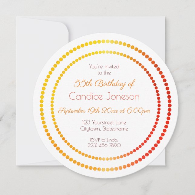 Invitación Fabuloso y 55 Naranja blanco amarillo rojo (Anverso)
