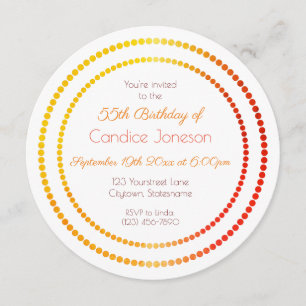 Invitación Fabuloso y 55 Naranja blanco amarillo rojo
