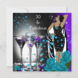 Invitación Fabulosos 30 Rosas Verde azulados de cumpleaños 30<br><div class="desc">Fabulosos Rosas Martini 30 cumpleaños. Retro Diva Art deco, Fiesta de cumpleaños de invitación azul morado negro. Personalizar con sus propios detalles y edad. Plantilla para Dulce 16, 16, Quinceanera 15, 18, 20, 21, 30, 40, 50, 60, 70, 80, 90, 100, Fabulous product para Mujeres, Chicas, Zizzago creó este diseño...</div>