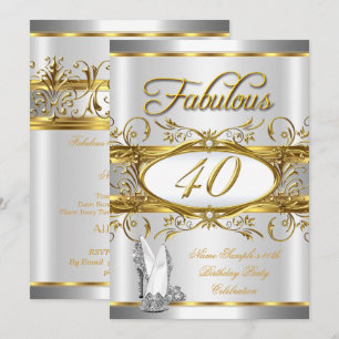 Invitación Fabulosos 40 Cumpleaños Oro Plata Tacones Altos 40