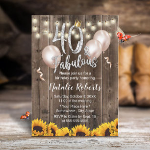 Invitación Fabulosos 40 Girasoles Rústicos Reina Cumpleaños 4