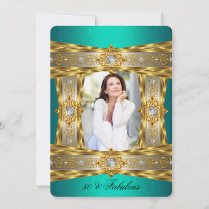 Invitación Fabulosos 50 Elegantes Diamante Joya Oro Jade Foto