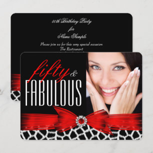 Invitación Fabulosos 50 Salvajes Negros Rojos Fotos Fiesta de
