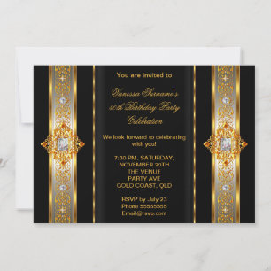 Invitación Fabulosos 50 Super Elegantes Cumpleaños Dorado Neg