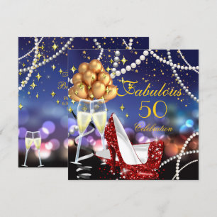 Invitación Fabulosos 50 Tacones Rojos Fiesta de Cumpleaños co