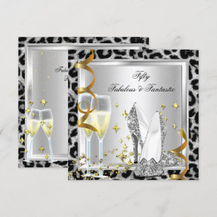 Invitación Fabulosos 50 y Fantástico Cumpleaños Leopardo de P