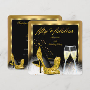 Invitación Fabulosos Tacones Altos de Champán 50 Cumpleaños G