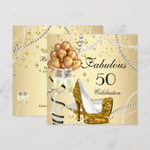 Invitación Fabulosos tacones altos de crema dorada Champán Cu