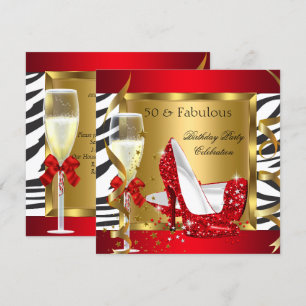 Invitación Fabulosos tacones altos de purpurina rojos número 
