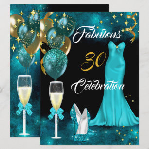 Invitación Fabulosos tacones azul turquesa de fiesta de champ