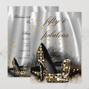Invitación Fabulosos Tacones de Chocolate Dorado Plateado Cum