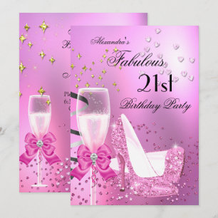 Invitación Fabulosos tacones de lentejuelas rosa claro de 21 