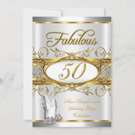 Invitación Fabulosos talones altos de plata de oro de 50 años